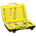 Stanley 50-Piece 1/2 in, 1/4 in 6 Point Socket Set Chrome Finish Bi-Material Handles FMMT82827-1