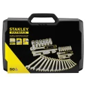 Stanley 50-Piece 1/2 in, 1/4 in 6 Point Socket Set Chrome Finish Bi-Material Handles FMMT82827-1
