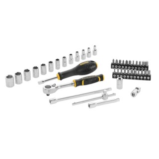 Stanley 42-Piece 1/4 in 6 Point Socket Set with Satin Chrome Finish FMMT82683-1