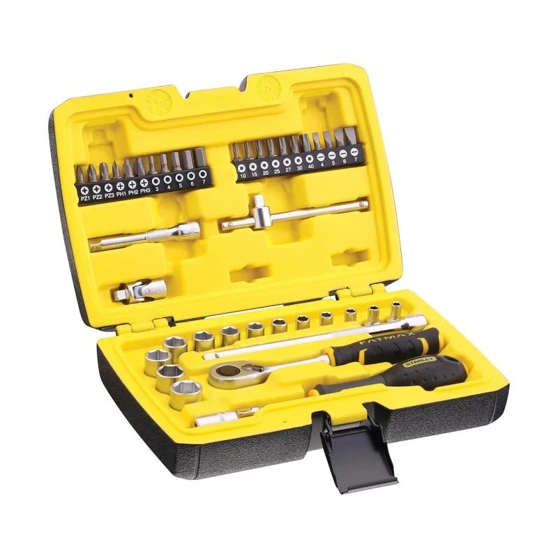 Stanley 42-Piece 1/4 in 6 Point Socket Set with Satin Chrome Finish FMMT82683-1