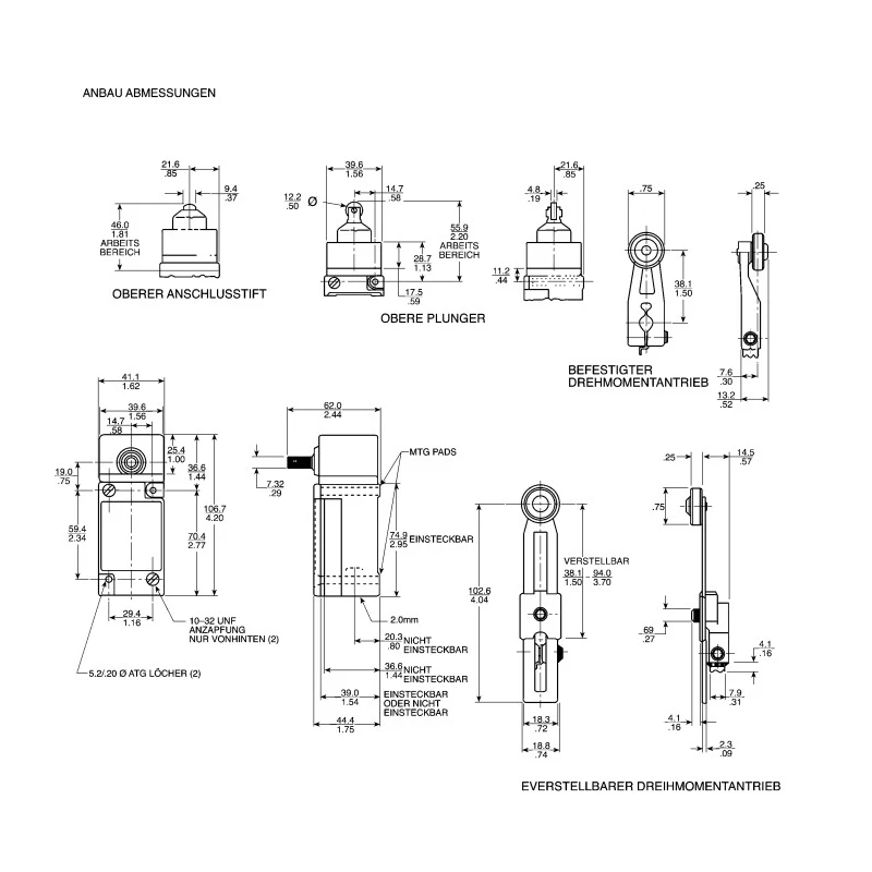 Honeywell Technologies HDLS Series Adjustable Roller Lever Limit Switch SPDT IP67 Die Cast Zinc Epoxy Coated LS4A3K-2B