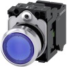 Siemens SIRIUS ACT Illuminated Push Button Complete Unit, Plate Mount, 22 mm Cutout, Blue, SPST, IP66 3SU1152-0AB50-3BA0