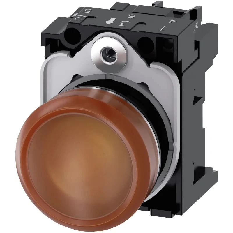Siemens Panel Mount Orange LED Indicator 110V AC Metal Body IP66 IP67 IP69 IP20 Round 3SU1153-6AA00-1AA0