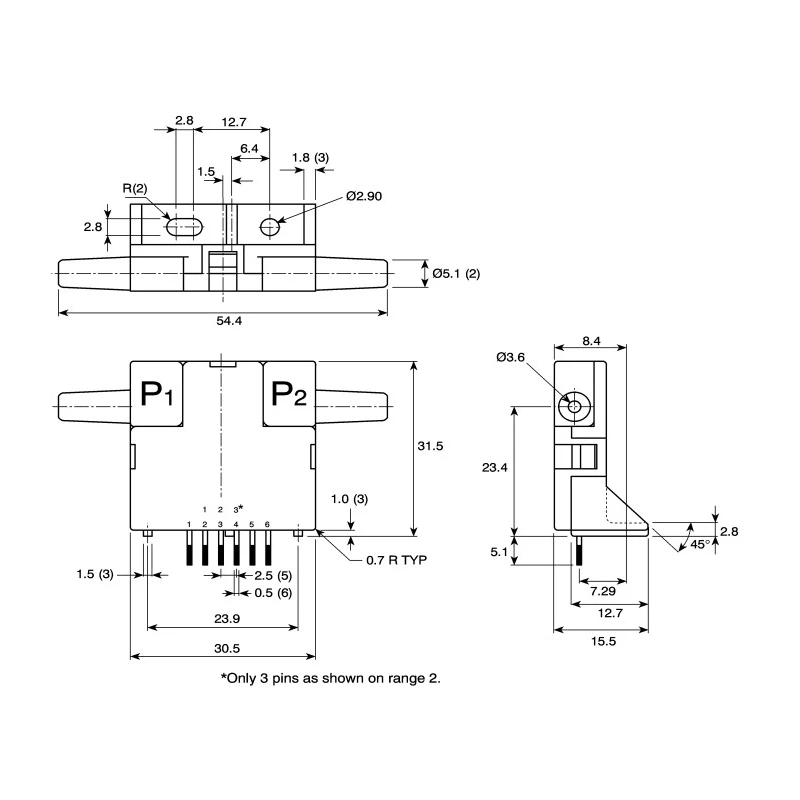 Honeywell Technologies Amplified Airflow Sensor for Dry Gas, 1L/min Min, 200cm³/min Max, Plastic Housing, 10V dc AWM3000