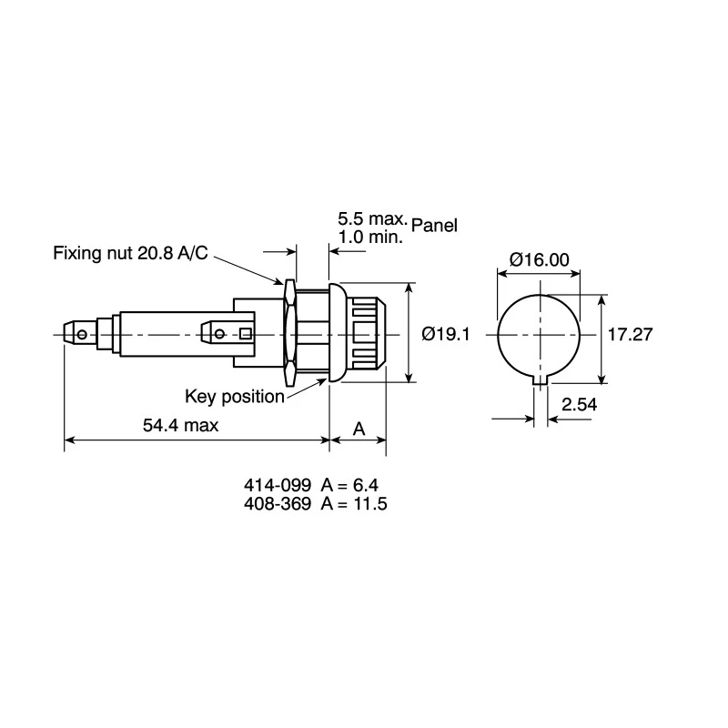 Bulgin 13A 250V AC Panel Mount Fuse Holder 1P-Pole for 6.3 x 25 mm FX0416