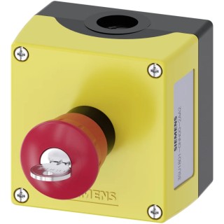 Siemens SIRIUS ACT 3SU18 Series Key Release Emergency Stop Push Button Surface Mount 22mm Cutout 1 NO/1 NC IP67 