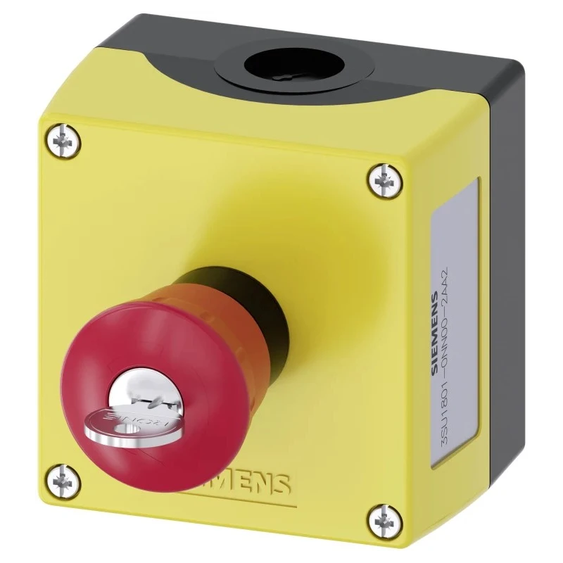 Siemens SIRIUS ACT 3SU18 Series Key Release Emergency Stop Push Button Surface Mount 22mm Cutout 1 NO/1 NC IP67 