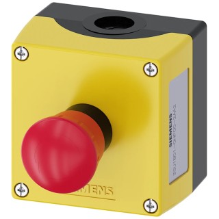 Siemens SIRIUS ACT 3SU18 Series Twist Release Emergency Stop Push Button Surface Mount 22mm Cutout 1 NO/1 NC IP66 