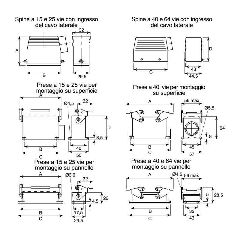 EPIC Heavy Duty Power Connector HD Series 40 Way 10A 250V Metal Body PG21 Thread 10082000+11265200+12954500