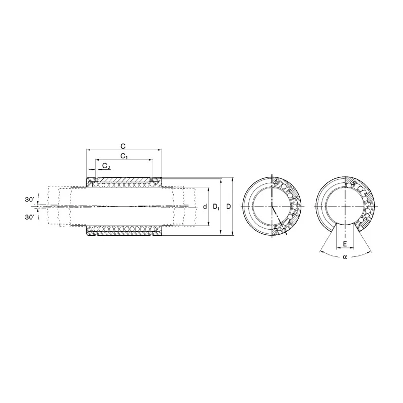 Bosch Rexroth Linear Ball Bearing with 40 mm Outer Diameter, 58 mm Length, Polyacetal Material R067022540