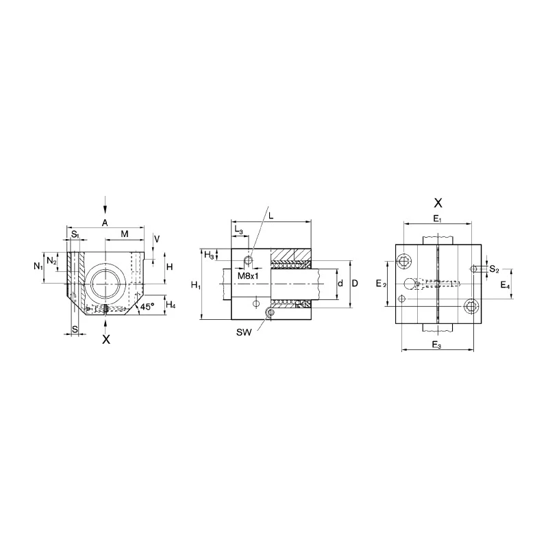 Bosch Rexroth Bearing Unit with 20mm Bore, Aluminium Housing, 2-Bolt Base Mount, Series R1035 R103562020