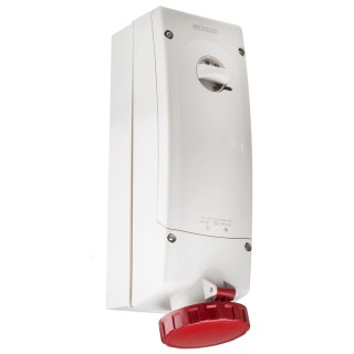 Scame Socket Switchable IP67 3+E, Earthing Position 6h Straight Industrial Interlock 63A 415V IP67 Polymer 