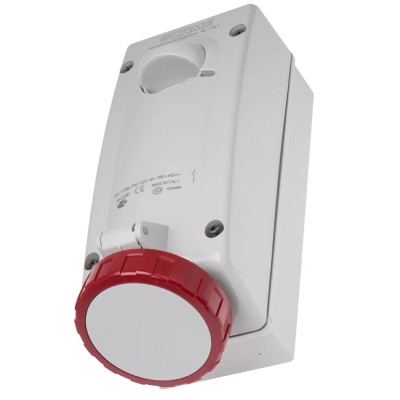 Scame Socket Switchable IP67 Industrial Interlock 3+E Pole, Earthing Position 6h Straight, 32A, 415V IP67