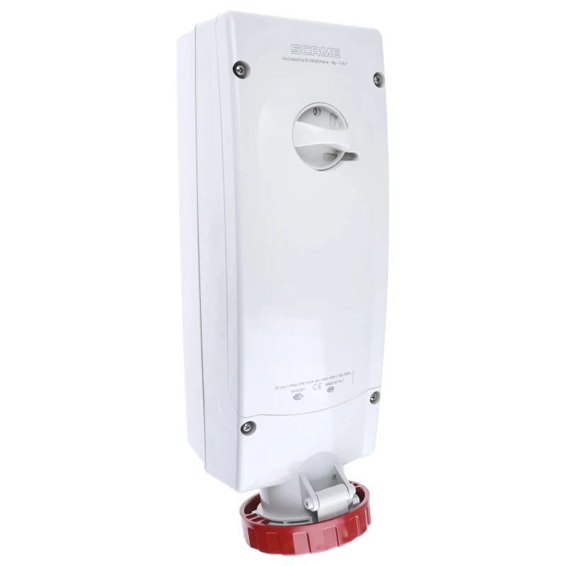 Scame Socket Switchable IP67 3+N+E Earthing Position 6h Straight Industrial Interlock 63A 415V IP67 5616387