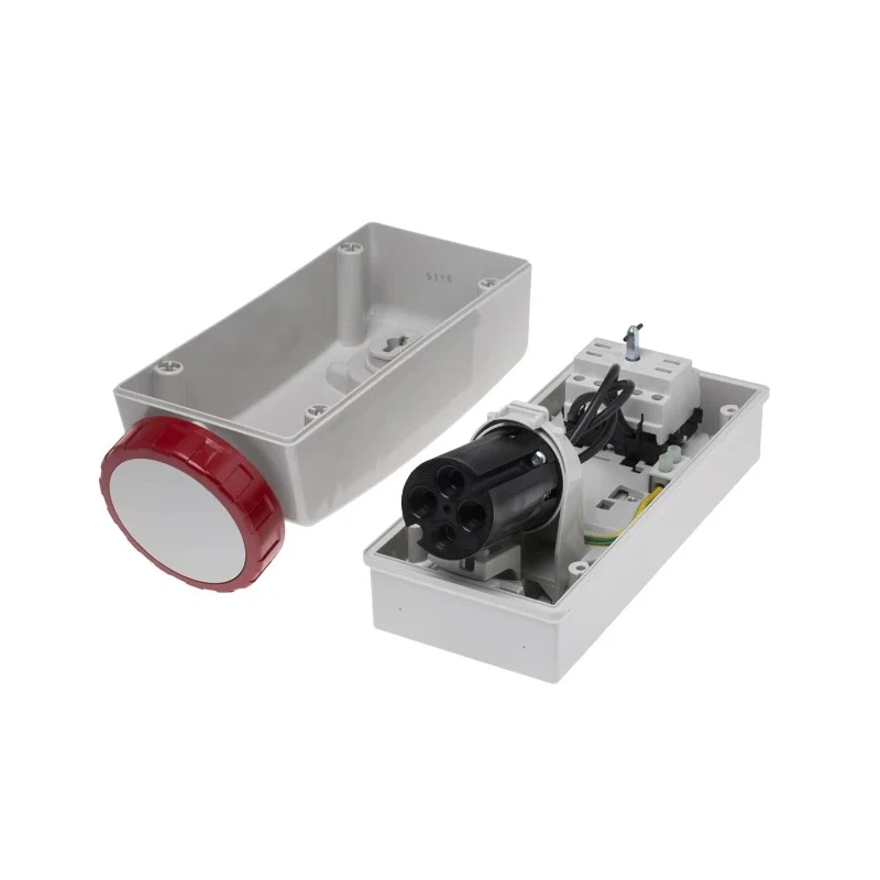 Scame Socket Switchable IP67 Industrial Interlock 3+E Pole, Earthing Position 6h Straight, 32A, 415V IP67