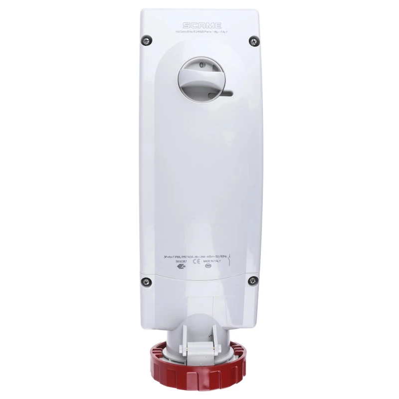 Scame Socket Switchable IP67 3+N+E Earthing Position 6h Straight Industrial Interlock 63A 415V IP67 5616387