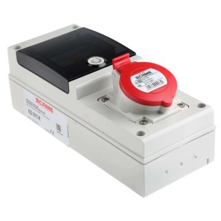 Scame DOMINO IP44 Red Wall Mount 3P+N+PE Angled Residual Current Device 16A 415V IP44