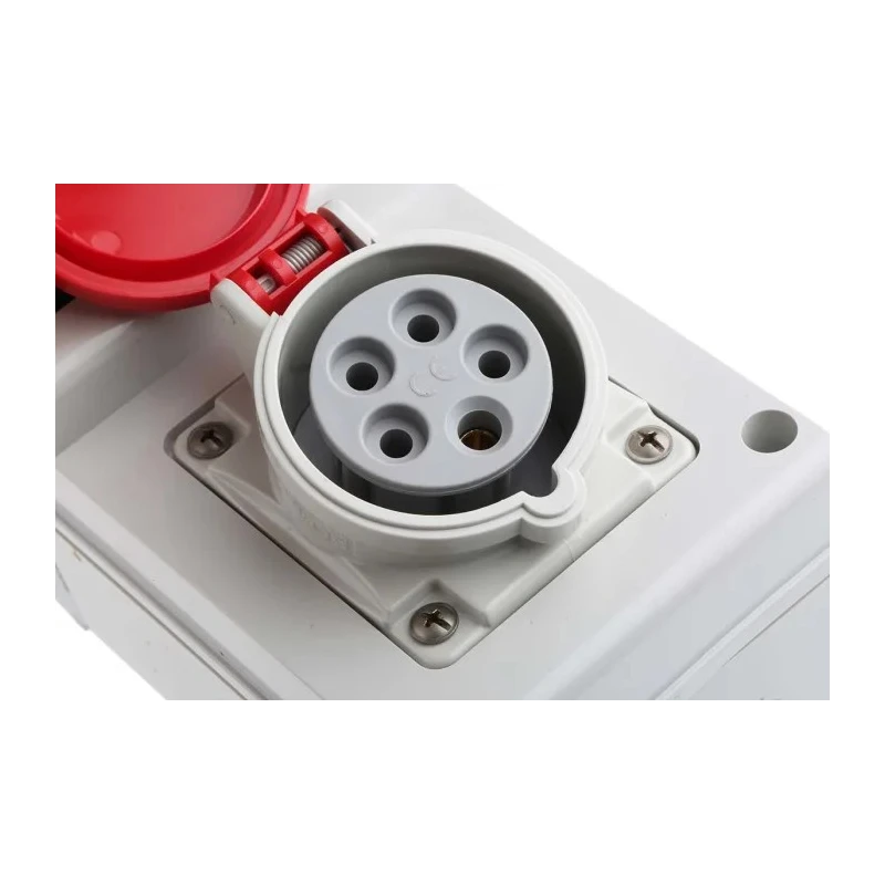 Scame DOMINO IP44 Red Wall Mount 3P+N+PE Angled Residual Current Device 16A 415V IP44
