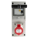 Scame DOMINO IP44 Red Wall Mount 3P+N+PE Angled Residual Current Device 16A 415V IP44