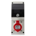 Scame DOMINO IP44 Red Wall Mount 3P+N+PE Angled Residual Current Device 16A 415V IP44