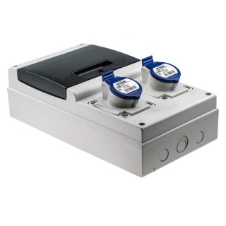 Scame DOMINO IP44 Blue Wall Mount 2P+PE Angled Residual Current Device 16A 230V IP44