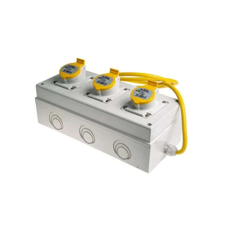 Scame Industrial Power Socket Surface Mount 16A 130V IP44 Yellow 2P+PE 