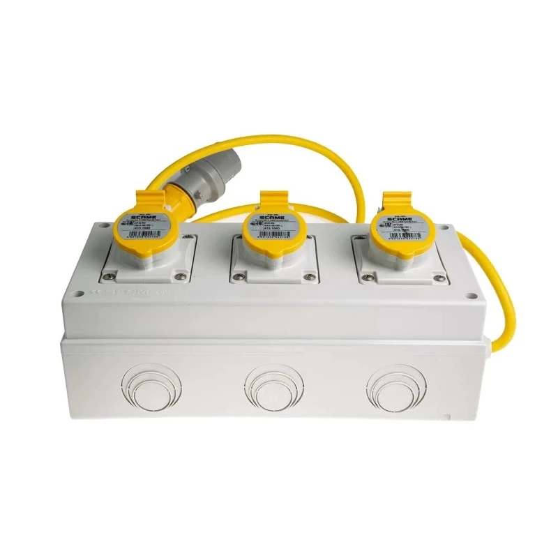 Scame Industrial Power Socket Surface Mount 16A 130V IP44 Yellow 2P+PE 