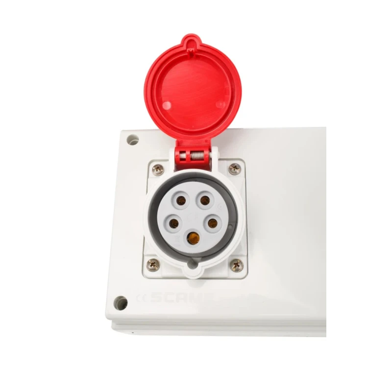 Scame Industrial Power Socket 16A 415V IP44 Red Surface Mount 3P+N+PE 671 IP44