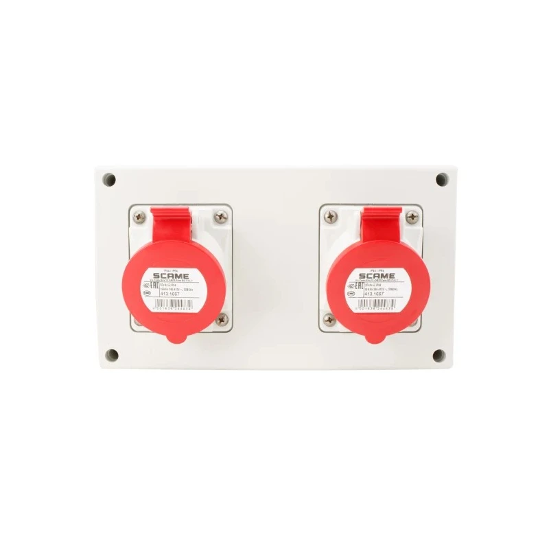 Scame Industrial Power Socket 16A 415V IP44 Red Surface Mount 3P+N+PE 671 IP44