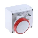 Scame Socket Switchable Industrial Interlock 3+N+E Pole IP67, IP66 Red Polymer Body Horizontal Earthing Position 6h 505.1687