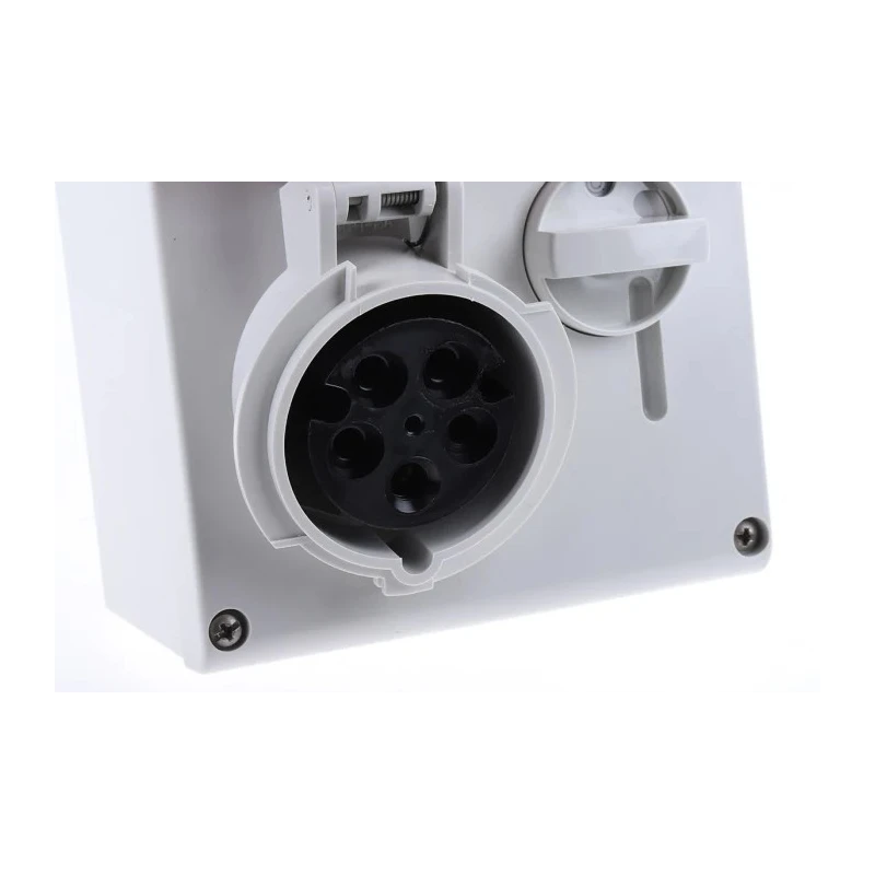 Scame Socket Switchable Industrial Interlock 3+N+E Pole IP67, IP66 Red Polymer Body Horizontal Earthing Position 6h 505.1687