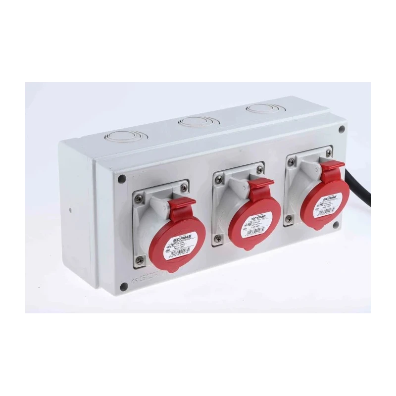 Scame Industrial Power Connector 16A 415V IP44 Red Surface Mount 3P+N+PE DOMINO IP66 IP44