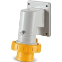 Scame EUREKA IP66 IP67 Yellow Wall Mount 2P+PE Right Angle Industrial Power Connector 32A 110V 247.3290