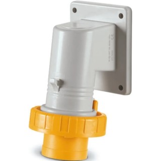 Scame EUREKA IP66 IP67 Yellow Wall Mount 2P+PE Right Angle Industrial Power Connector 32A 110V 247.3290
