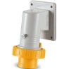 Scame EUREKA IP66 IP67 Yellow Wall Mount 2P+PE Right Angle Industrial Power Connector 32A 110V 247.3290