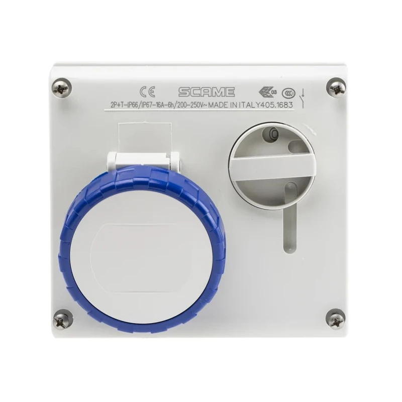 MENNEKES Socket Switchable Industrial Interlock IP66 IP67 2+E Earthing Position 6h Right Angle 16A 250V 505.1683