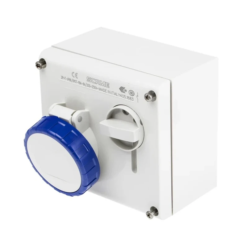 MENNEKES Socket Switchable Industrial Interlock IP66 IP67 2+E Earthing Position 6h Right Angle 16A 250V 505.1683