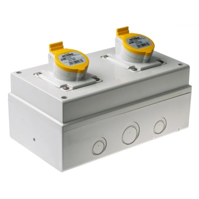Scame Industrial Power Connector 2P+PE 16A 130V IP44 Yellow Surface Mount 671