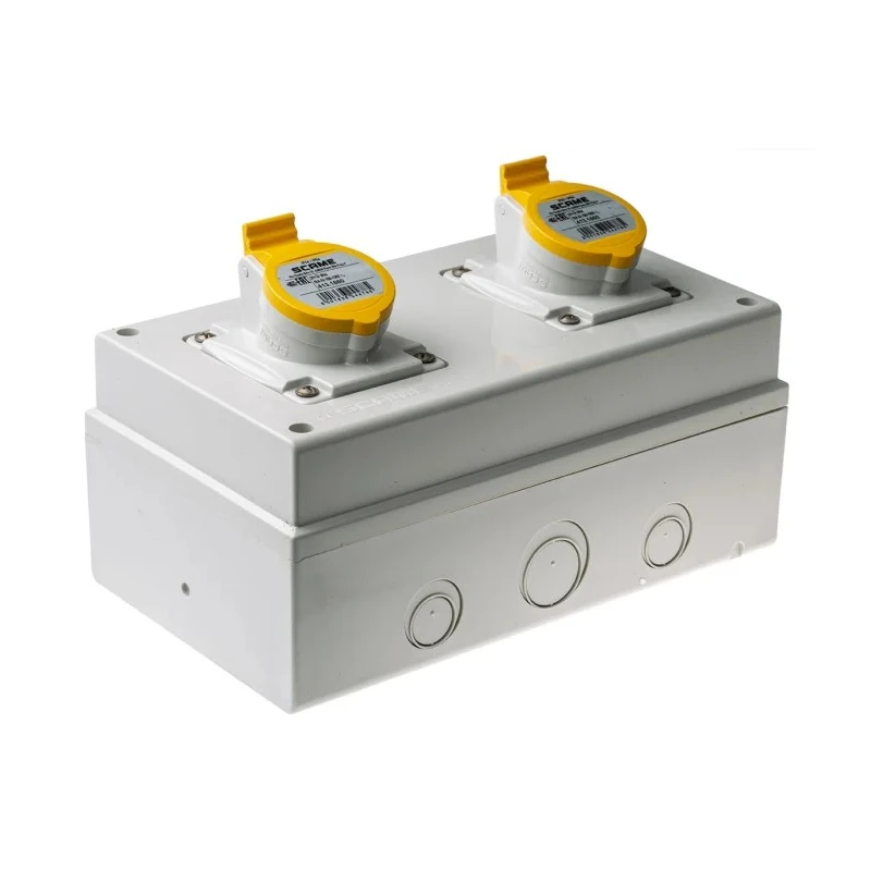 Scame Industrial Power Connector 2P+PE 16A 130V IP44 Yellow Surface Mount 671