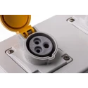 Scame Industrial Power Connector 2P+PE 16A 130V IP44 Yellow Surface Mount 671