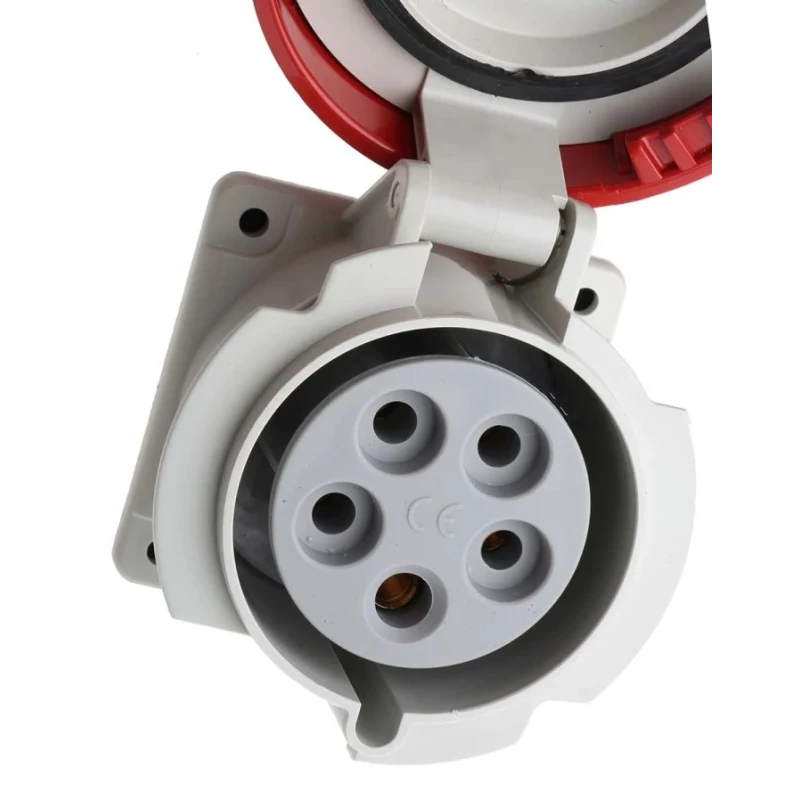Scame Rated At 32A 415V IP67 Red Panel Mount Industrial Power Connector 3P+PE Optima IP67