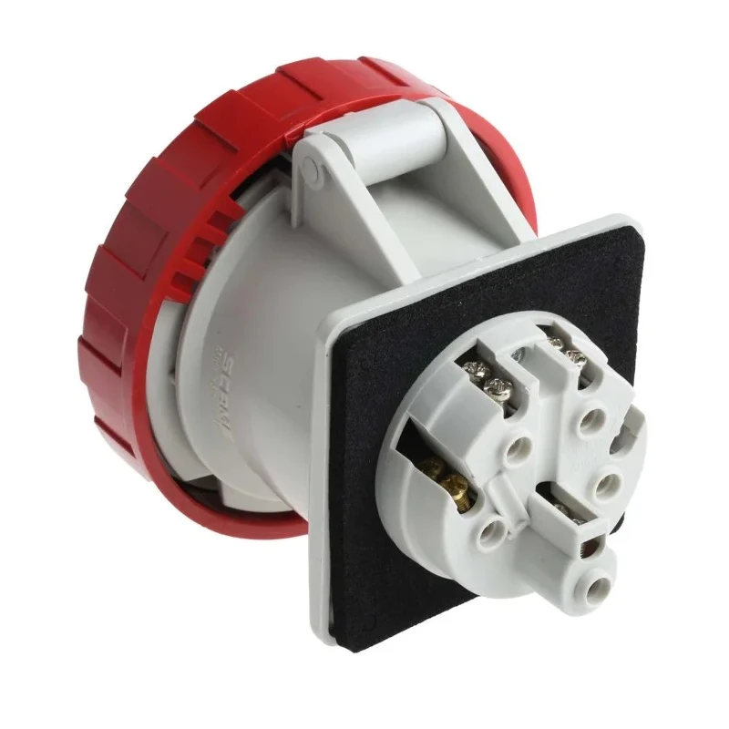 Scame Rated At 32A 415V IP67 Red Panel Mount Industrial Power Connector 3P+PE Optima IP67
