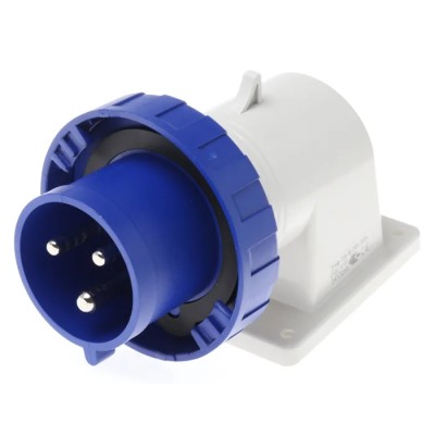 Scame EUREKA IP66, IP67 Blue Wall Mount 2P+PE Right Angle Industrial Power Connector, 32A, 230V 247.3293