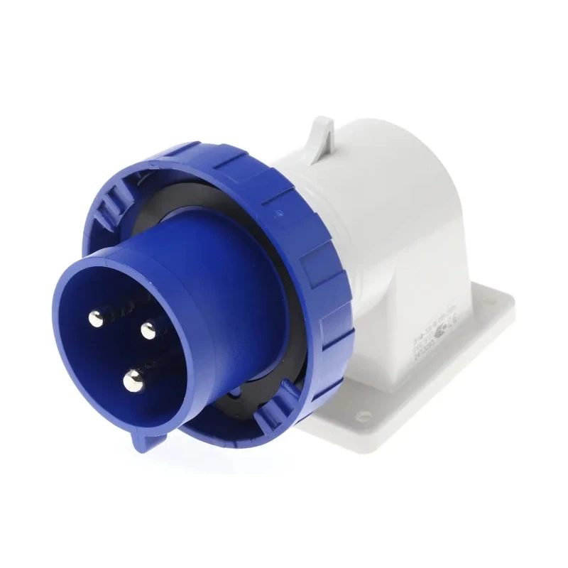 Scame EUREKA IP66, IP67 Blue Wall Mount 2P+PE Right Angle Industrial Power Connector, 32A, 230V 247.3293