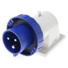 Scame EUREKA IP66, IP67 Blue Wall Mount 2P+PE Right Angle Industrial Power Connector, 32A, 230V 247.3293