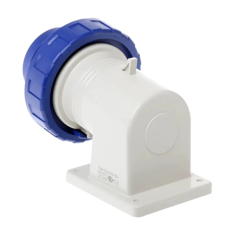 Scame EUREKA IP66, IP67 Blue Wall Mount 2P+PE Right Angle Industrial Power Connector, 32A, 230V 247.3293