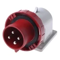 Scame EUREKA IP66, IP67 Red Wall Mount 3P+PE Right Angle Industrial Power Connector 32A 415V 247.3296