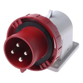 Scame EUREKA IP66, IP67 Red Wall Mount 3P+PE Right Angle Industrial Power Connector 32A 415V 247.3296