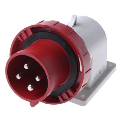 Scame EUREKA IP66, IP67 Red Wall Mount 3P+PE Right Angle Industrial Power Connector 32A 415V 247.3296