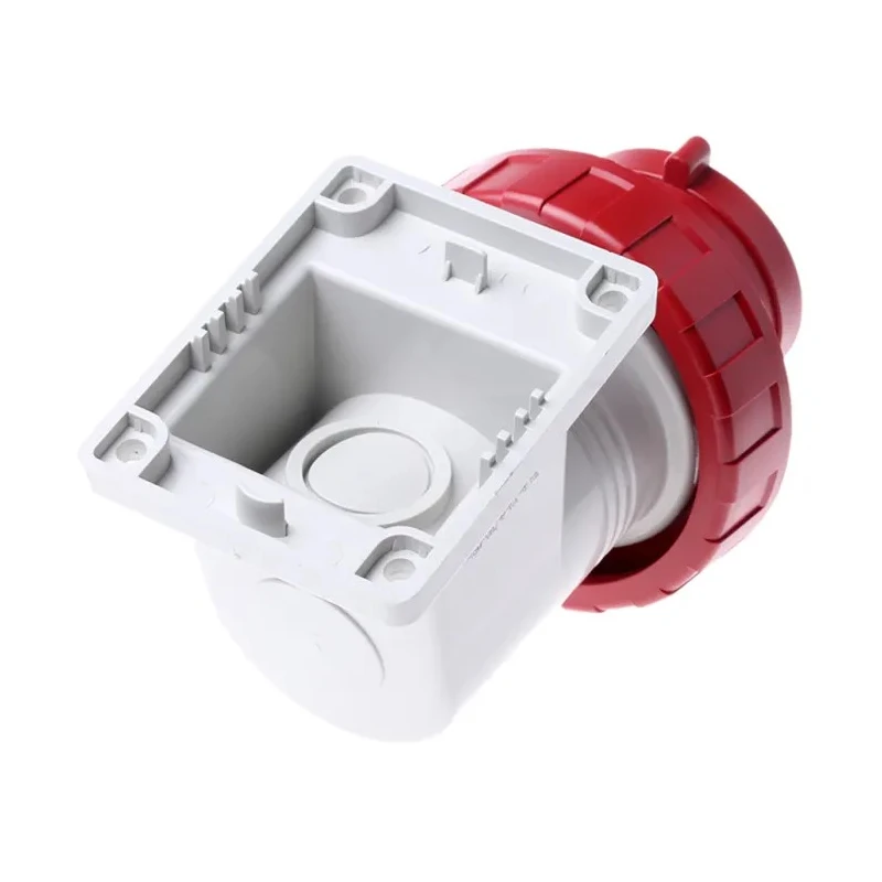 Scame EUREKA IP66, IP67 Red Wall Mount 3P+PE Right Angle Industrial Power Connector 32A 415V 247.3296